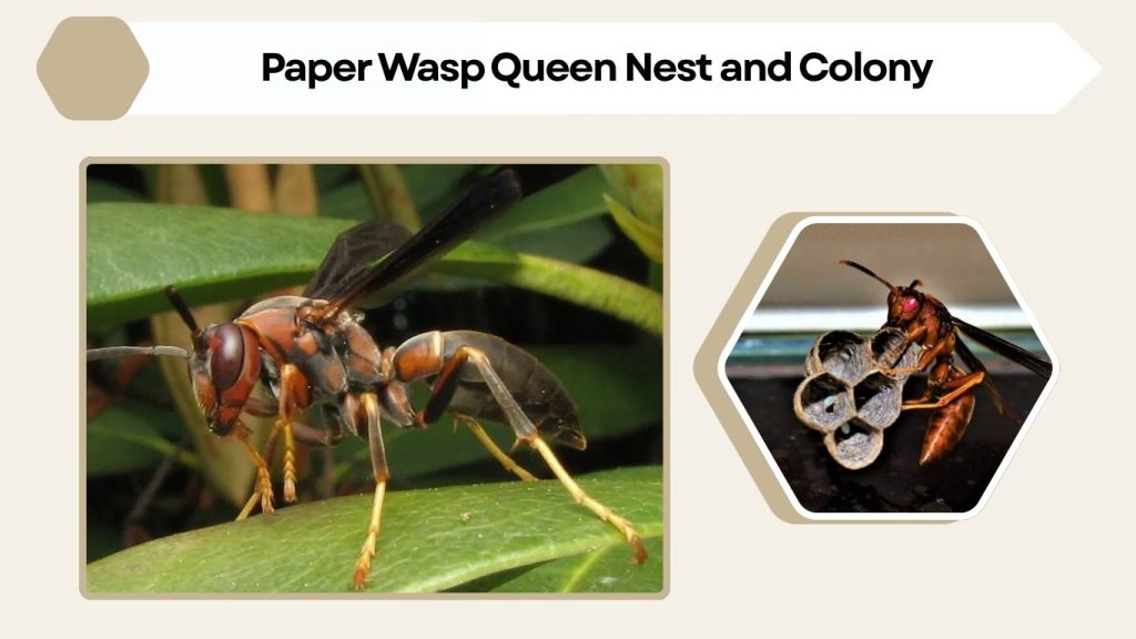 Paper Wasp Queen Nest and Colony
